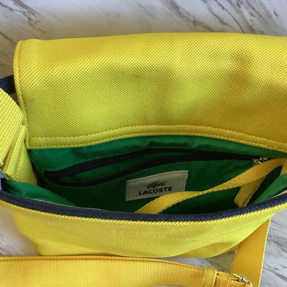 Y2K Lacoste Neocroc Mini Messenger Bag - Yellow, Preppy Sporty Christmas Gift - Picture 10 of 11